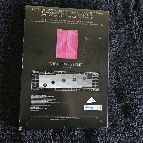 BRAND NEW VICTORIA'S SECRET HOSIERY LACE TOP CRYSTAL HEART THIGH HIGHS SIZE S/P - Picture 4 of 4